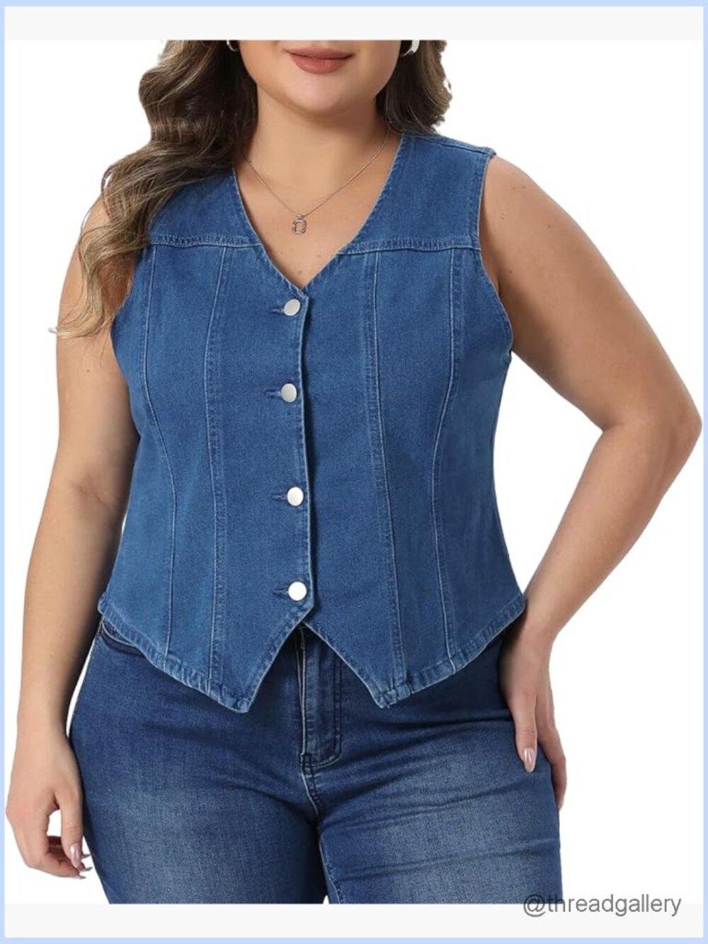 Plus Size Sleeveless V Neck Denim Vest Top